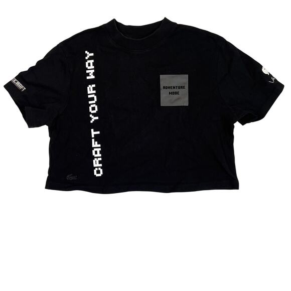 Lacoste x Minecraft T Shirt Womens 36 Small Black Oversized Graphic Gamer Tee - Picture 1 of 5